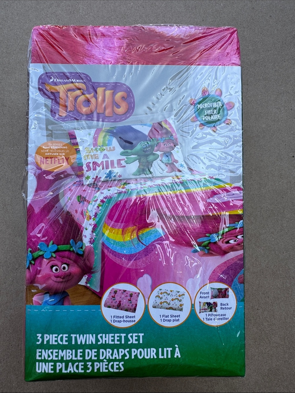 NWT Trolls 3pcs Twin Sheet Set bedding Kids